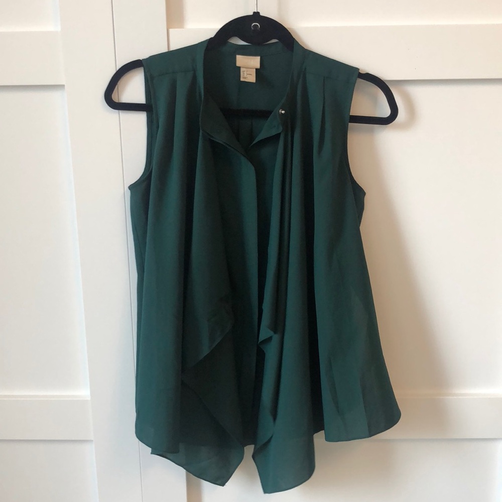 H&M sleeveless draped blouse (dark green) size 4